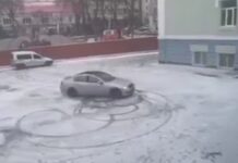 У Вінниці оприлюднили відео з черговим дріфтом, цього разу в дворі школи №17. Відео