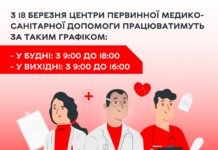 Графік роботи центрів первинної медико-санітарної допомоги у Вінниці
