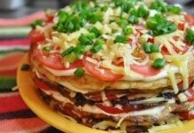 Кабачковий торт із м’ясною начинкою сезон кабачків