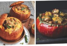 Картопля з мʼясом запечена у гарбузі Звичайнісінький гарбуз