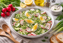 Весняний салат із редисом, огірком та яйцем під йогуртовою заправкою