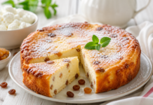 Ніжний сирний пиріг із родзинками — проста випічка до чаю