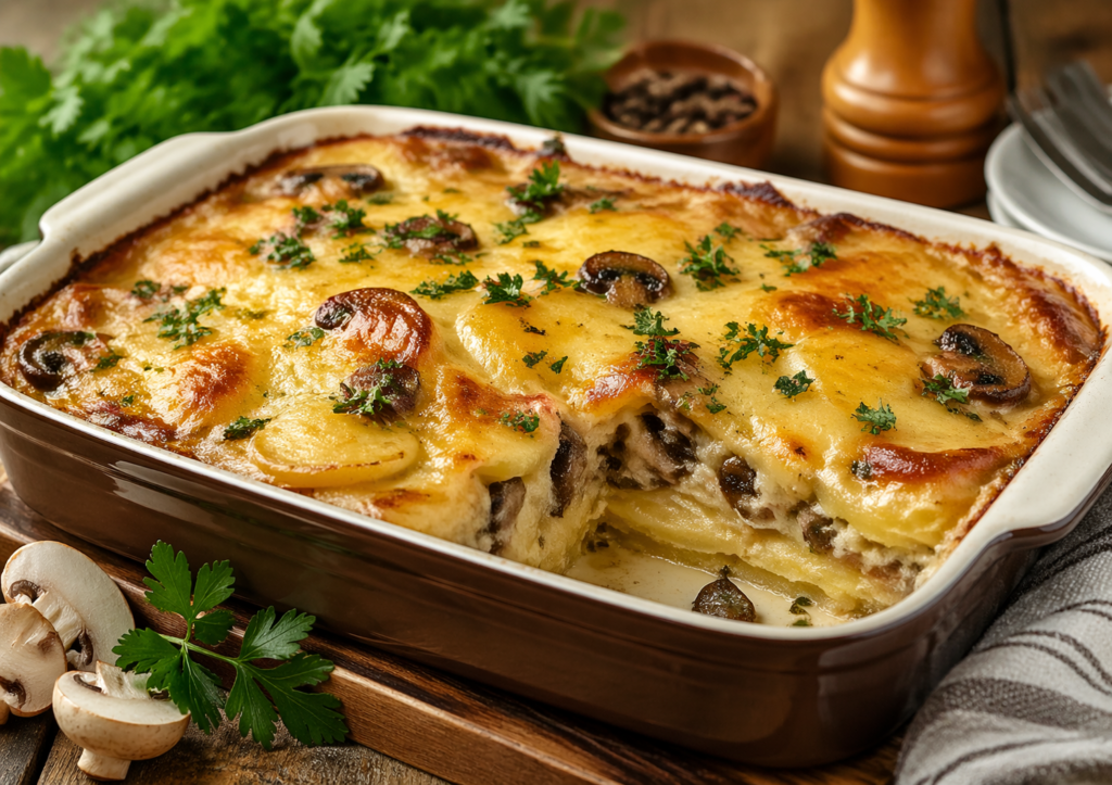 Рецепт дня: картопляна запіканка з грибами та сиром