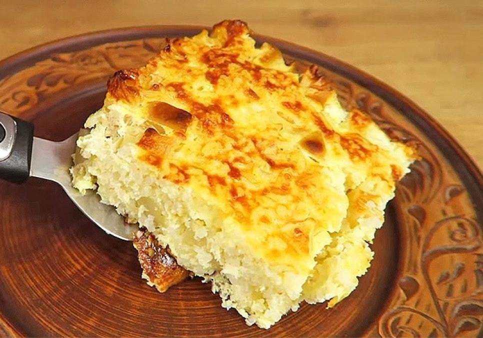 Рисова запіканка з яблуками та сиром